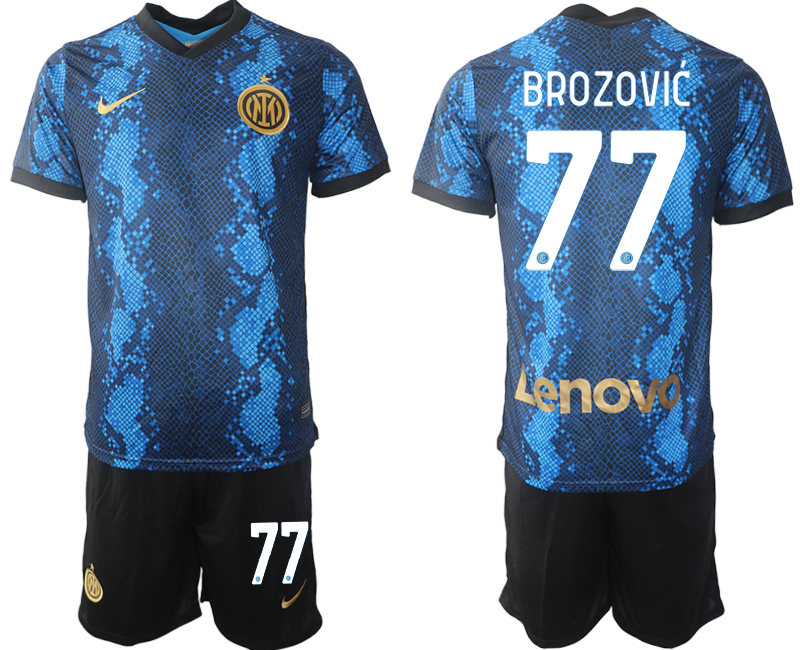Men 2021-2022 Club Inter Milan home blue #77 Nike Soccer Jersey->inter milan jersey->Soccer Club Jersey